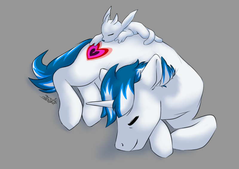 Size: 4960x3508 | Tagged: safe, artist:pucksterv, derpibooru import, oc, oc:unhappy joy, unofficial characters only, pony, unicorn, cute, male, ori, ori and the blind forest, simple background, sleeping, solo