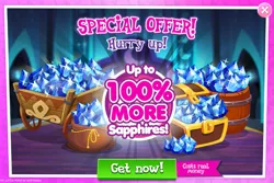 Size: 1037x691 | Tagged: advertisement, barrel, costs real money, derpibooru import, gameloft, magic coins, no pony, offer, official, safe, sapphire