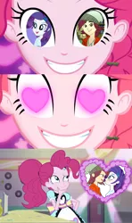 Size: 1280x2160 | Tagged: safe, derpibooru import, edit, edited screencap, screencap, normal norman, pinkie pie, rarity, coinky-dink world, eqg summertime shorts, equestria girls, crack shipping, female, male, meme, normity, pinkie's eyes, server pinkie pie, shipper on deck, shipping, straight, waitress