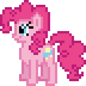 Size: 288x288 | Tagged: safe, artist:fluttershy_z, derpibooru import, pinkie pie, earth pony, pony, female, mare, newbie artist training grounds, pixel art, simple background, smiling, solo, transparent background