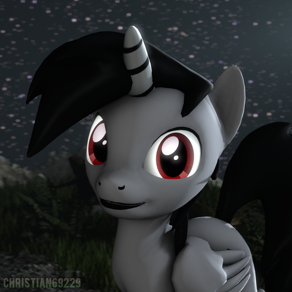 Size: 1000x1000 | Tagged: safe, artist:christian69229, derpibooru import, oc, oc:angelofdeathpony, unofficial characters only, alicorn, pony, 3d, alicorn oc, bust, horn, looking at you, male, portrait, solo, source filmmaker, stallion, wings