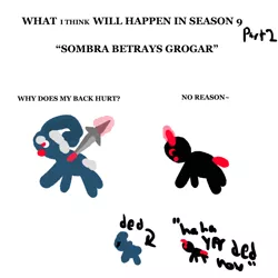 Size: 1000x1000 | Tagged: semi-grimdark, derpibooru import, grogar, king sombra, pony, spoiler:s09, 1000 hours in ms paint, betrayal, blood, donut steel, knife, magic, murder, prediction, stabbing