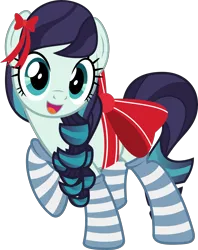 Size: 5591x7057 | Tagged: safe, artist:jhayarr23, derpibooru import, coloratura, earth pony, pony, absurd resolution, bow, clothes, cute, female, looking at you, mare, rara, rarabetes, ribbon, simple background, smiling, socks, solo, stockings, striped socks, thigh highs, transparent background, vector