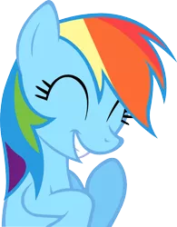 Size: 718x919 | Tagged: safe, artist:artpwny, derpibooru import, rainbow dash, pegasus, pony, the mysterious mare do well, cute, dashabetes, eyes closed, female, giggling, mare, simple background, smiling, solo, transparent background, vector