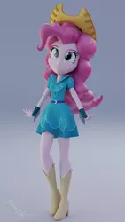 Size: 1080x1920 | Tagged: safe, artist:efk-san, derpibooru import, pinkie pie, dance magic, equestria girls, equestria girls series, five to nine, friendship games, spoiler:eqg specials, 3d, beautiful, blender, boots, clothes, cowboy boots, cowboy hat, cowgirl, cowgirl outfit, cute, diapinkes, dress, female, hat, high heel boots, shoes, smiling, solo, woman