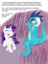 Size: 768x1024 | Tagged: artist:mrleft, comic, comic:spa research, derpibooru import, dragon lord ember, princess ember, rarity, safe