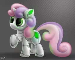 Size: 5000x4000 | Tagged: safe, artist:symbianl, derpibooru import, sweetie belle, android, pony, robot, robot pony, friendship is witchcraft, cute, diasweetes, solo, sweetie bot