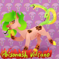 Size: 1000x1000 | Tagged: safe, artist:angexci, derpibooru import, oc, oc:poisonash volcano, unofficial characters only, original species, pony, abstract background, reference sheet, solo