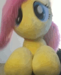 Size: 286x350 | Tagged: safe, artist:joltage, derpibooru import, fluttershy, pegasus, pony, animated, bouncing, dancing, female, gif, headbob, irl, party hard, photo, plushie, solo