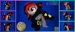 Size: 5834x2500 | Tagged: safe, artist:kiashone, derpibooru import, oc, oc:tomoko tanue, unofficial characters only, bat pony, pony, umbreon, fallout equestria, bat pony oc, bat wings, clothes, female, hoodie, irl, photo, plushie, pokémon, ponytail, solo, wings