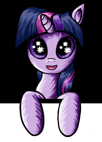 Size: 360x500 | Tagged: safe, artist:redmanepony, derpibooru import, twilight sparkle, pony, unicorn, black background, cute, female, looking at you, mare, open mouth, simple background, smiling, solo, starry eyes, twiabetes, unicorn twilight, wingding eyes