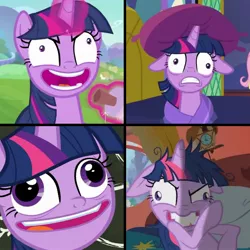 Size: 1451x1451 | Tagged: safe, derpibooru import, edit, screencap, twilight sparkle, twilight sparkle (alicorn), alicorn, pony, unicorn, a health of information, best gift ever, lesson zero, starlight the hypnotist, spoiler:interseason shorts, bed, crazy face, faic, female, floppy ears, golden oaks library, insanity, mare, non stick pans, pillow, pudding face, solo, twilight hates ladybugs, twilight snapple, twilight sparkle is best facemaker, twilynanas, unicorn twilight