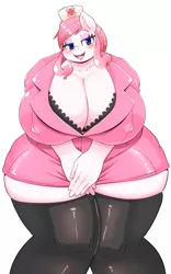 Size: 3710x5963 | Tagged: absurd resolution, alternate version, anthro, artist:braffy, bbw, big breasts, bra, breasts, busty nurse redheart, butt, cleavage, clothes, derpibooru import, fat, female, huge breasts, huge butt, impossibly large breasts, impossibly large butt, impossibly large thighs, large butt, nurse redheart, nurse roundheart, small head, socks, solo, solo female, suggestive, thigh highs, thighs, thunder thighs, underwear, wide hips