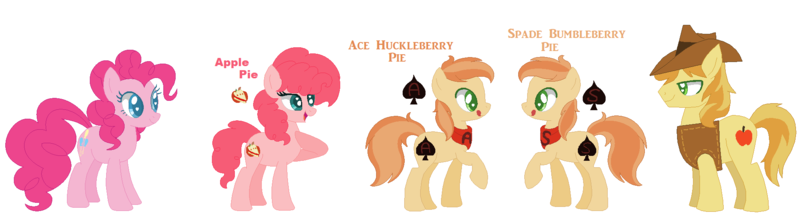 Size: 1959x522 | Tagged: safe, artist:1313jaysong1313, derpibooru import, braeburn, pinkie pie, oc, oc:ace huckleberry pie, oc:apple pie, oc:spade bumbleberry pie, earth pony, pony, base used, braepie, colored pupils, family, female, male, mare, offspring, parent:braeburn, parent:pinkie pie, parents:braepie, shipping, simple background, stallion, straight, white background