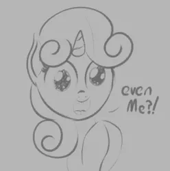 Size: 752x757 | Tagged: safe, artist:cosmonaut, derpibooru import, sweetie belle, pony, monochrome, solo, sparkle eyes