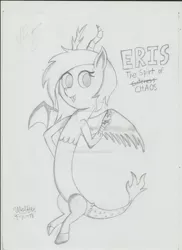 Size: 1024x1408 | Tagged: adoreris, artist:carlmrgamer, cute, derpibooru import, discord, eris, little eris, rule 63, rule63betes, safe, traditional art