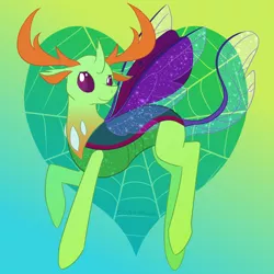 Size: 900x900 | Tagged: artist:enigmadoodles, changedling, changeling, cute, derpibooru import, gradient background, heart, heart background, king thorax, male, safe, solo, thorabetes, thorax