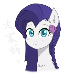 Size: 2332x2502 | Tagged: safe, artist:yinglongfujun, derpibooru import, oc, oc:azure harmony, pony, braid, bust, chinese text, cute, looking at you, ocbetes, portrait, seashell, simple background, solo, transparent background