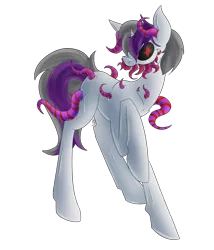 Size: 1280x1493 | Tagged: dead source, semi-grimdark, artist:agens, derpibooru import, oc, oc:syari, unofficial characters only, pony, unicorn, black sclera, corrupted, simple background, solo, tentacles, transparent background, wingding eyes