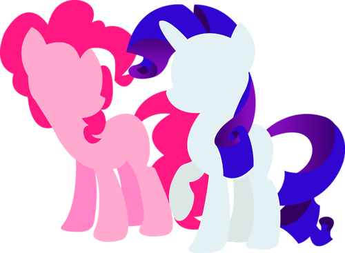 Size: 500x367 | Tagged: safe, artist:audoubled, derpibooru import, pinkie pie, rarity, earth pony, pony, unicorn, female, hooves, horn, lesbian, lineless, mare, minimalist, missing cutie mark, modern art, raised hoof, raripie, shipping, simple background, transparent background