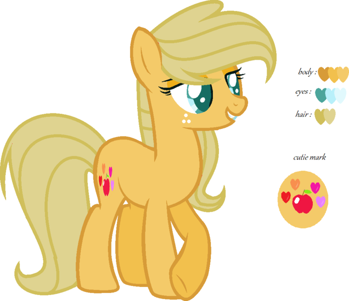 Size: 1041x899 | Tagged: safe, artist:galaxyfoxy96, derpibooru import, oc, oc:candy apple, earth pony, pony, female, mare, offspring, parent:applejack, parent:caramel, parents:carajack, simple background, solo, transparent background