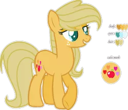 Size: 1041x899 | Tagged: safe, artist:galaxyfoxy96, derpibooru import, oc, oc:candy apple, earth pony, pony, female, mare, offspring, parent:applejack, parent:caramel, parents:carajack, simple background, solo, transparent background