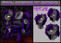 Size: 2048x1448 | Tagged: safe, artist:glacialpain, derpibooru import, oc, oc:moonstrider, unofficial characters only, pony, fantasy, gothic, reference sheet, rework, solo