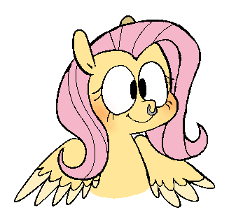 Size: 337x320 | Tagged: safe, artist:pinkiespresent, derpibooru import, fluttershy, pegasus, pony, blushing, bust, cute, female, mare, nose piercing, nose ring, piercing, portrait, smiling, solo, spread wings, three quarter view, wings