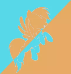 Size: 1980x2054 | Tagged: safe, artist:awesomedude14, derpibooru import, rainbow dash, pony, duotone, flying, happy, simple background, solo