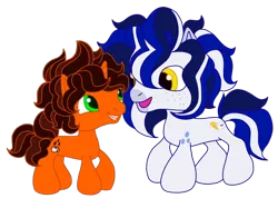 Size: 870x650 | Tagged: safe, artist:guidomista, artist:miiistaaa, artist:nijimillions, derpibooru import, oc, oc:paid postage, oc:triple shot, earth pony, pony, unicorn, art style challenge, big hair, big mane, chibi, coffee, curls, curly hair, curly mane, curly tail, freckles, g3, g3.5, gay, generation 3.5, green eyes, horn, mail, mailpony, male, markings, ponysona, smiling, spots, spotted, stallion, style challenge, style emulation, yellow eyes