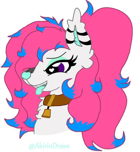 Size: 1018x1106 | Tagged: safe, artist:tian, derpibooru import, oc, oc:razz, unofficial characters only, pony, bell, bell collar, collar, heart eyes, solo, tongue out, wingding eyes