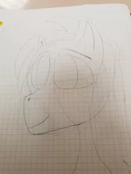 Size: 1536x2048 | Tagged: safe, artist:klutyzdragon, derpibooru import, oc, oc:flashpoint, unofficial characters only, pony, graph paper, lined paper, monochrome, solo, traditional art