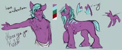 Size: 1600x654 | Tagged: anthro, artist:obscuredflower, derpibooru import, fangs, male, oc, oc:kokabiel, reference sheet, safe, stallion, unofficial characters only, vampire, vampony, wings