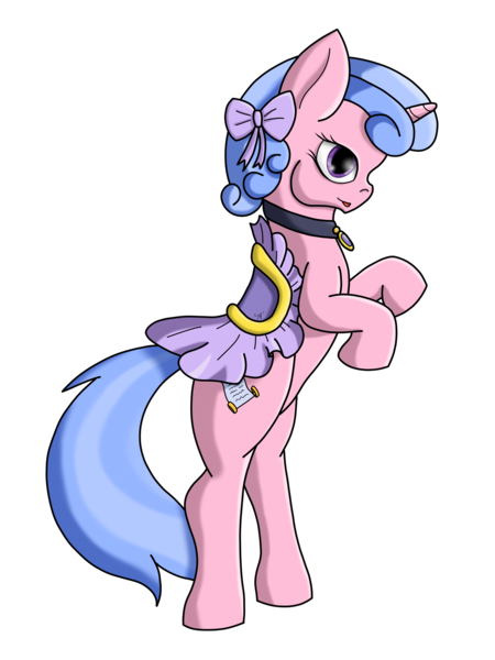 Size: 3000x4000 | Tagged: safe, artist:tunrae, derpibooru import, royal ribbon, pony, unicorn, background pony, bow, choker, commission, female, mare, rearing, saddle, simple background, solo, tack, transparent background