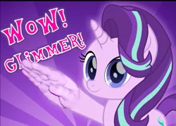 Size: 745x532 | Tagged: safe, artist:spookitty, derpibooru import, edit, starlight glimmer, pony, unicorn, colored pupils, female, looking at you, mare, meme, movie accurate, salute, smiling, solo, starlight himmler, suddenly hands, sunburst background, text, wat, wow! glimmer