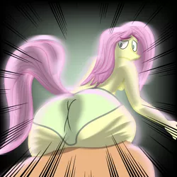 Size: 1080x1080 | Tagged: anthro, artist:shehaveboththings, breasts, butt, clothes, derpibooru import, female, fluttershy, looking back, partial nudity, plot, sideboob, solo, suggestive, topless