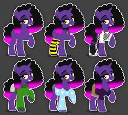 Size: 914x823 | Tagged: safe, artist:bluedinoadopts, derpibooru import, oc, oc:cherry fizzy, unofficial characters only, bee, insect, pony, unicorn, afro, apron, bedroom eyes, black background, blank flank, blouse, boots, cherry, choker, clothes, cute, ear piercing, earring, female, fishnets, food, freckles, gray underwear, grin, jeans, jewelry, mare, necklace, nose piercing, nose ring, ocbetes, pajamas, pants, piercing, raised hoof, shirt, shoes, shorts, signature, simple background, skirt, smiling, socks, solo, stars, stockings, striped socks, sweater, t-shirt, thigh highs, underwear, waitress