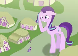 Size: 6687x4871 | Tagged: safe, artist:mr100dragon100, derpibooru import, starlight glimmer, twilight sparkle, twilight sparkle (alicorn), oc, oc:checkerboard, alicorn, pony, floppy ears, giant pony, giant starlight glimmer, macro