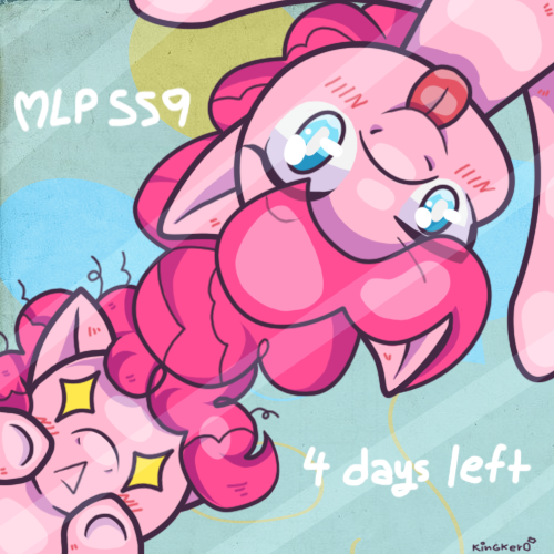 Size: 500x500 | Tagged: safe, artist:kingkero, derpibooru import, pinkie pie, pony, season 9, spoiler:s09, :p, blushing, countdown, duality, eye clipping through hair, eyebrows visible through hair, female, filly, filly pinkie pie, hype, season 9 countdown, self ponidox, silly, tongue out, wingding eyes, younger