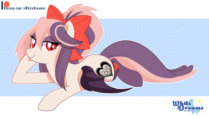 Size: 3000x1674 | Tagged: safe, artist:xwhitedreamsx, derpibooru import, oc, oc:sweet velvet, bat pony, pony, bat pony oc, bat wings, female, looking at you, mare, patreon, patreon logo, red eyes, smiling, solo, wings