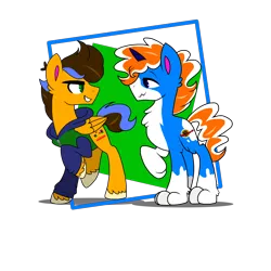 Size: 2048x2048 | Tagged: safe, artist:unikittybot, artist:xxparadoxponyxx, derpibooru import, oc, oc:harry, oc:luke brickowski, ponified, hybrid, pony, base used, cat paws, lego, offspring, parent:benny, parent:emmet brickowski, parent:unikitty, parent:wyldstyle, simple background, the lego movie, transparent background