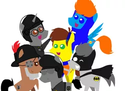 Size: 1440x1050 | Tagged: safe, artist:unikittybot, derpibooru import, ponified, pony, batman, benny, emmet brickowski, good cop bad cop, lego, mane six opening poses, metalbeard, pointy ponies, simple background, the lego movie, white background