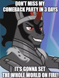 Size: 1156x1536 | Tagged: safe, derpibooru import, edit, edited screencap, screencap, king sombra, pony, unicorn, season 9, the beginning of the end, spoiler:s09, 2019, countdown, male, meme, solo, stallion, stupid sexy sombra