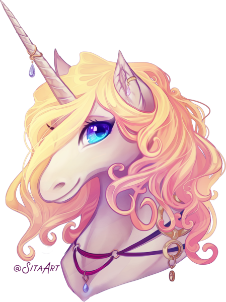 Size: 1912x2553 | Tagged: safe, artist:sitaart, derpibooru import, oc, oc:blue haze, unofficial characters only, pony, unicorn, ponyfinder, bard, blonde, blonde hair, blonde mane, blue eyes, bust, dungeons and dragons, fantasy class, female, horn, jewelry, mare, pathfinder, pen and paper rpg, portrait, rpg, shoulderless, signature, simple background, transparent background