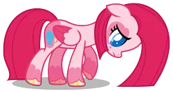 Size: 1511x795 | Tagged: safe, artist:mlp-lolada, derpibooru import, pinkie pie, pegasus, pony, leak, spoiler:g5, base used, colored hooves, colored pupils, g5, pegasus pinkie pie, pinkamena diane pie, pinkie pie (g5), race swap, sad, show accurate, solo