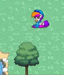 Size: 622x727 | Tagged: safe, derpibooru import, oc, oc:lila love, pony, pony town, chill, cookie, food, lay on grass, ponytowngame