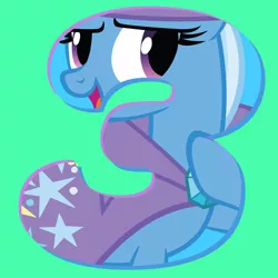 Size: 800x800 | Tagged: safe, artist:discoveryfamily, derpibooru import, official, trixie, pony, season 9, spoiler:s09, 3, countdown, discovery family, green background, hype, number, season 9 countdown, simple background, solo