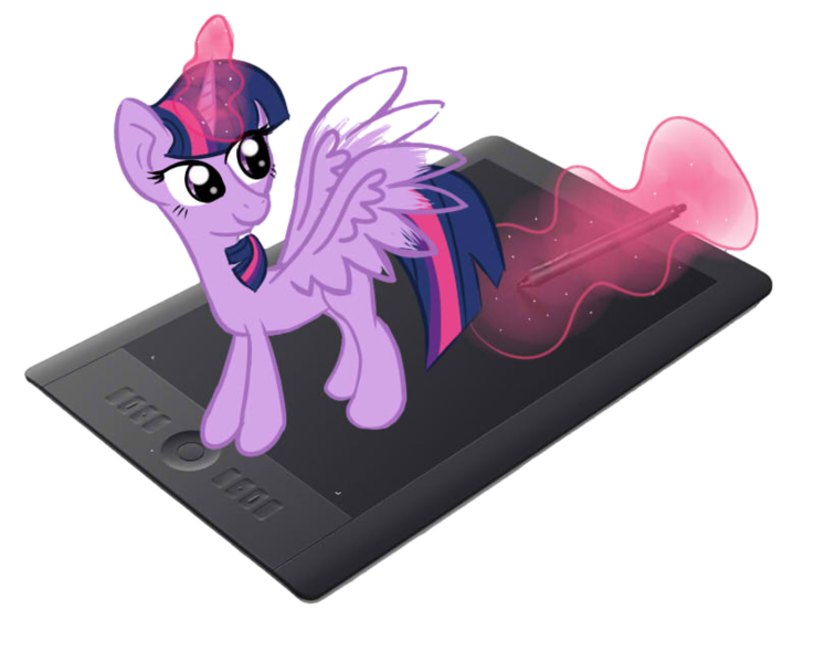 Size: 800x650 | Tagged: artist needed, safe, derpibooru import, twilight sparkle, twilight sparkle (alicorn), alicorn, pony, drawn into existence, pen, simple background, solo, tablet, transparent background