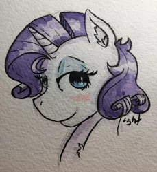 Size: 1920x2096 | Tagged: safe, artist:lightisanasshole, derpibooru import, rarity, pony, unicorn, adorkable, bedroom eyes, blue eyes, blushing, cute, dork, hair, painting, short hair, short mane, solo, traditional art