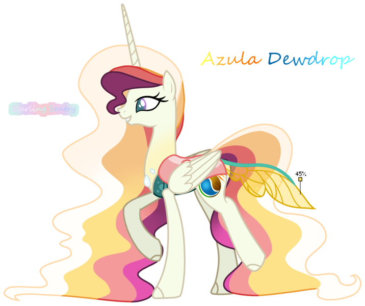 Size: 2575x2157 | Tagged: artist:starling-sentry-yt, changepony, derpibooru import, female, hybrid, oc, oc:azula dew drop, offspring, parent:princess celestia, parents:thoralestia, parent:thorax, safe, simple background, solo, transparent background, unofficial characters only